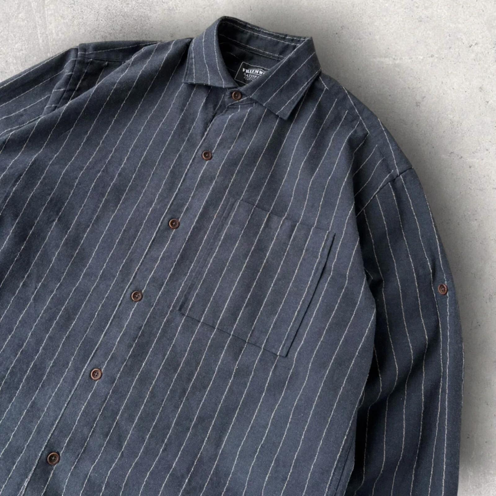 Frizmworks Linen Stripe Shirt Navy L