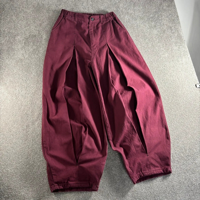 Anglan Double Pleat Balloon Pant Burgundy L