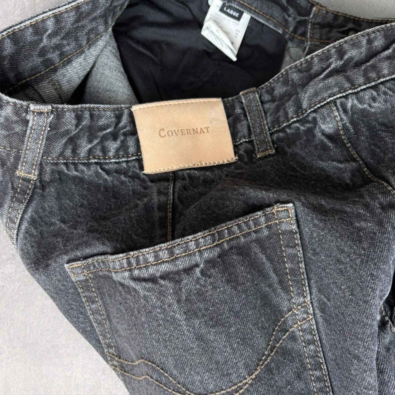 Covernat Korean Wide Baggy Jeans Black L