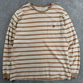 Gramicci Stripe Cropped Long Sleeve Tee Beige L