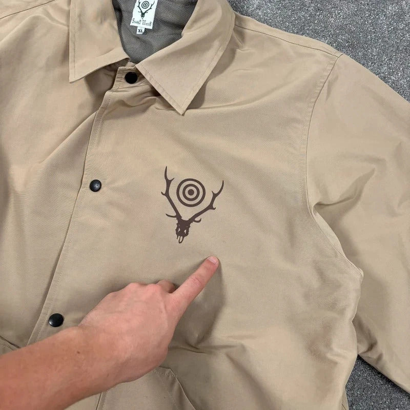 South2 West8 Logo Coach Jacket Beige XL