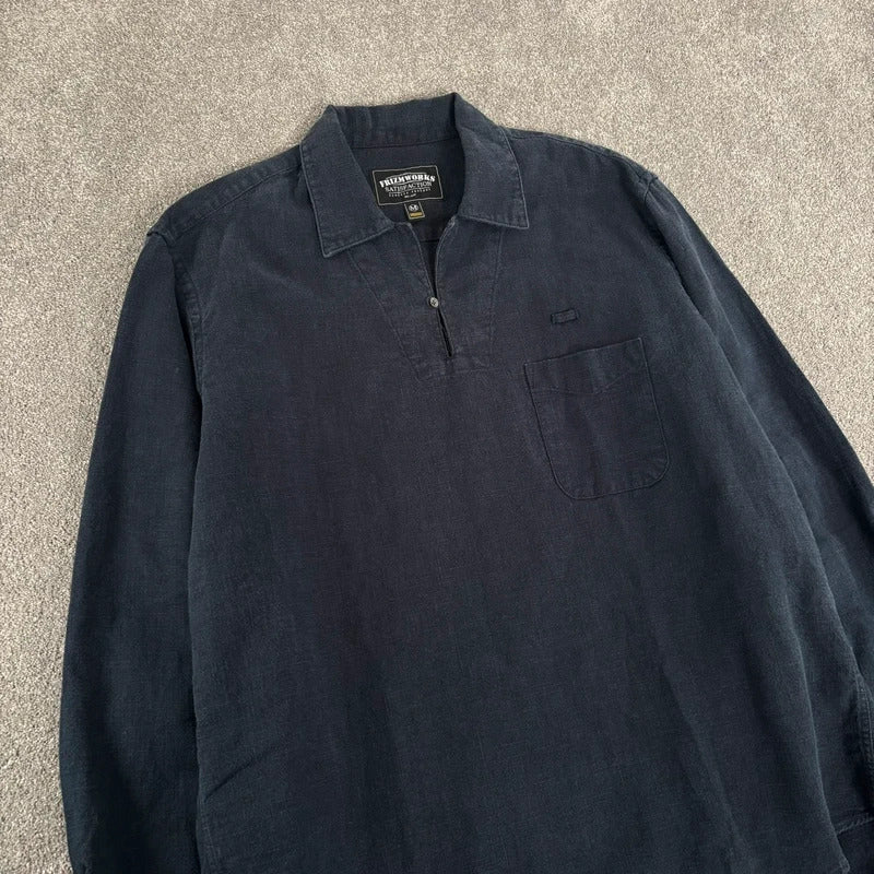 Frizmworks Linen Pullover Shirt Navy M