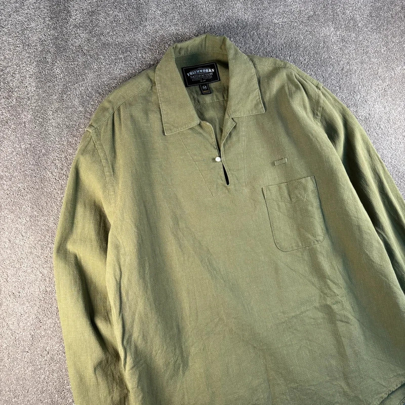 Frizmworks Linen Pullover Shirt Olive M