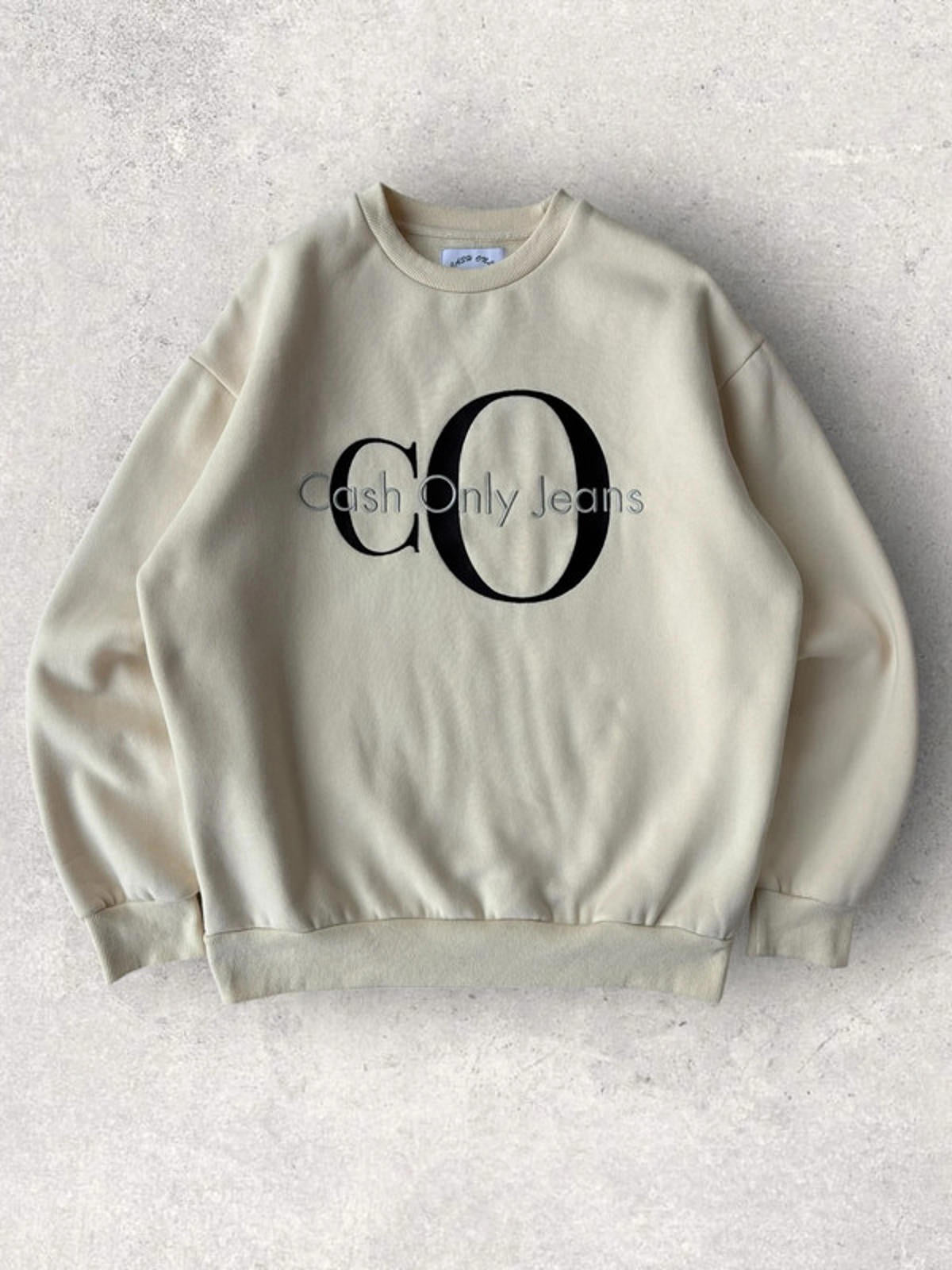 Cash Only Jeans Crewneck Sweatshirt Cream Size L