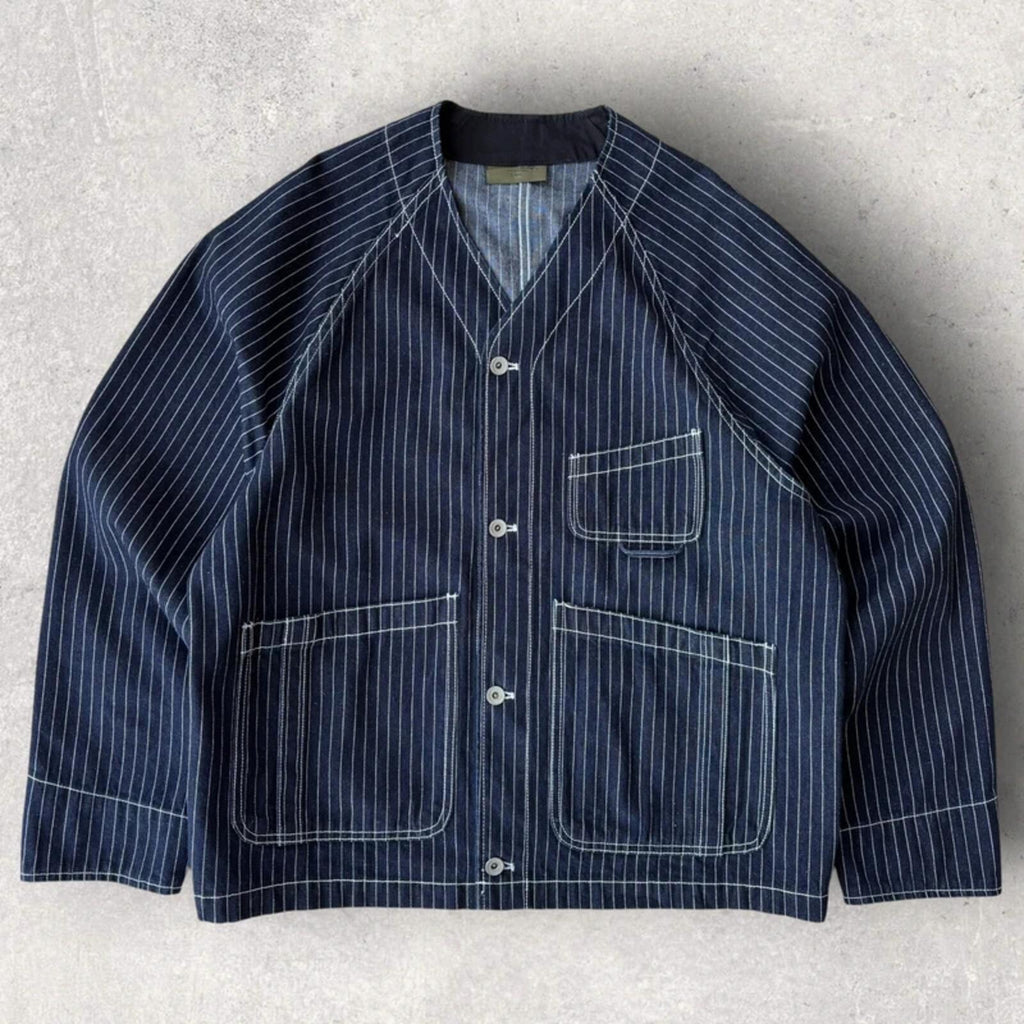 Uniform Bridge Stripe Denim Utility Jacket Blue XL