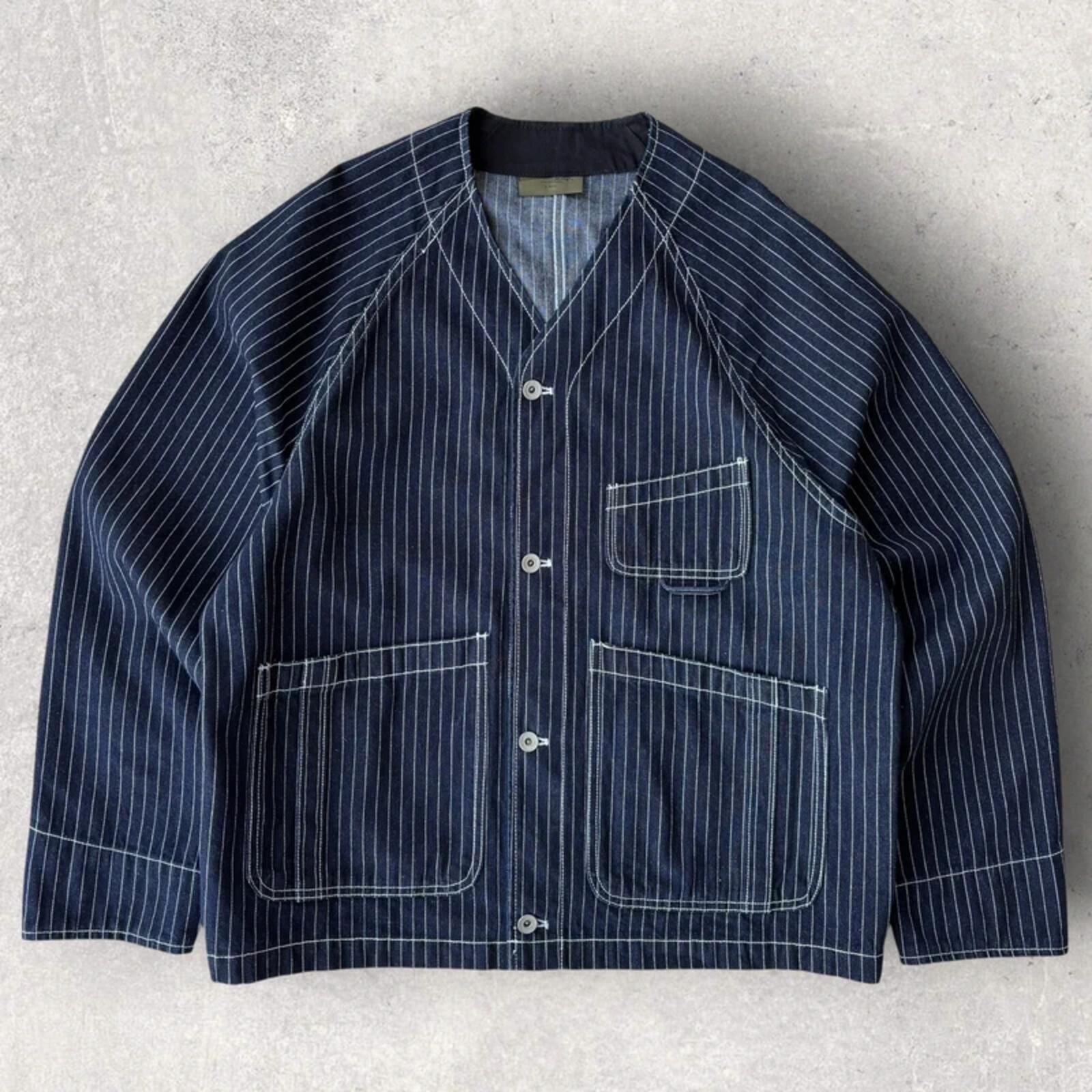 Uniform Bridge Stripe Denim Utility Jacket Blue XL