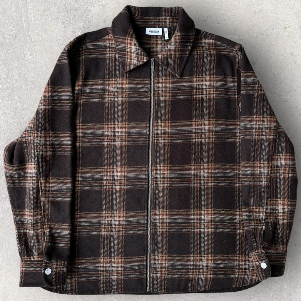 Weekday Check Curtis Jacket Brown Size XL