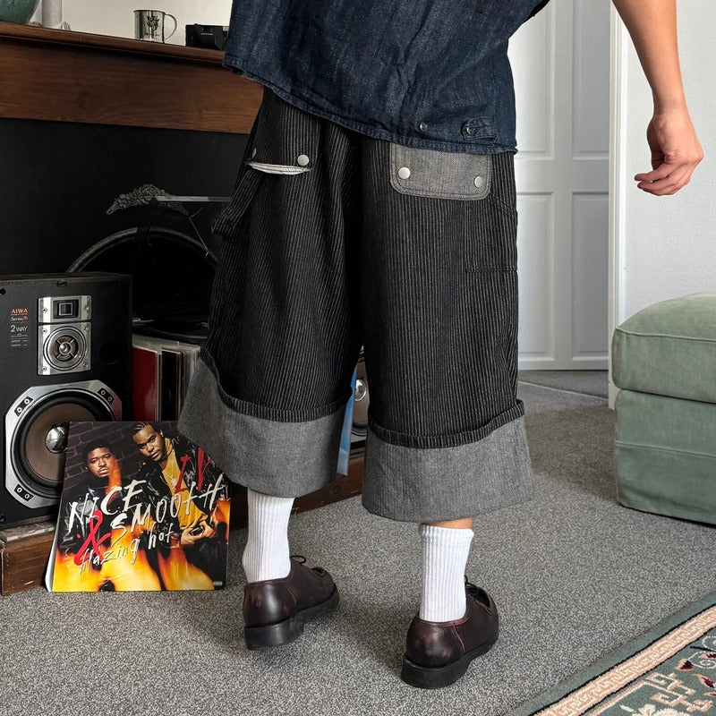Korean Ultra Baggy Pinstripe Shorts XL