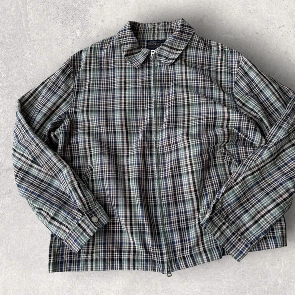 Pendleton Plaid Harrington Jacket Blue L