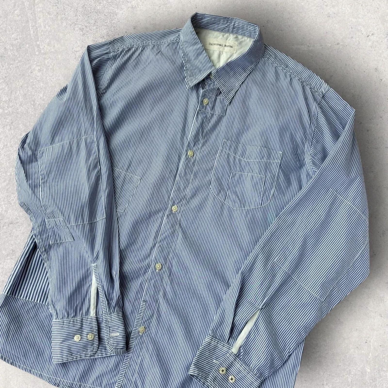 Universal Works Patchwork Stripe Shirt Blue XL