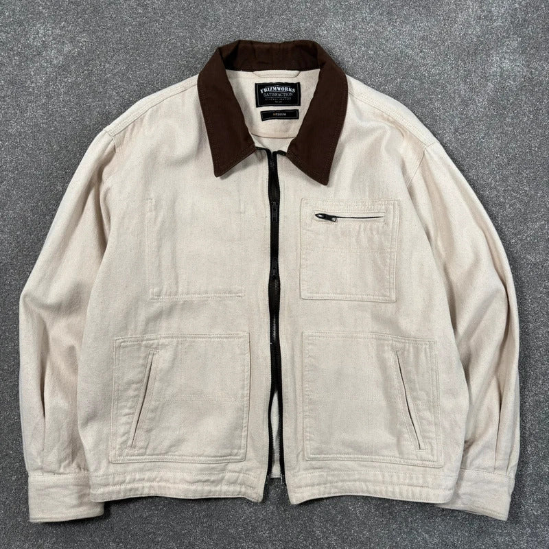 Frizmworks Boxy Zip Work Jacket Natural M