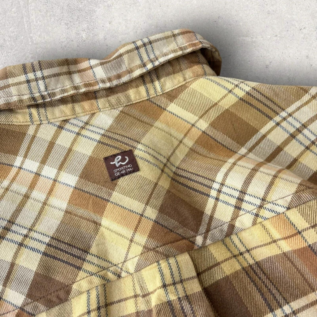 Hai by Issey Miyake Plaid Flannel Shirt Beige M