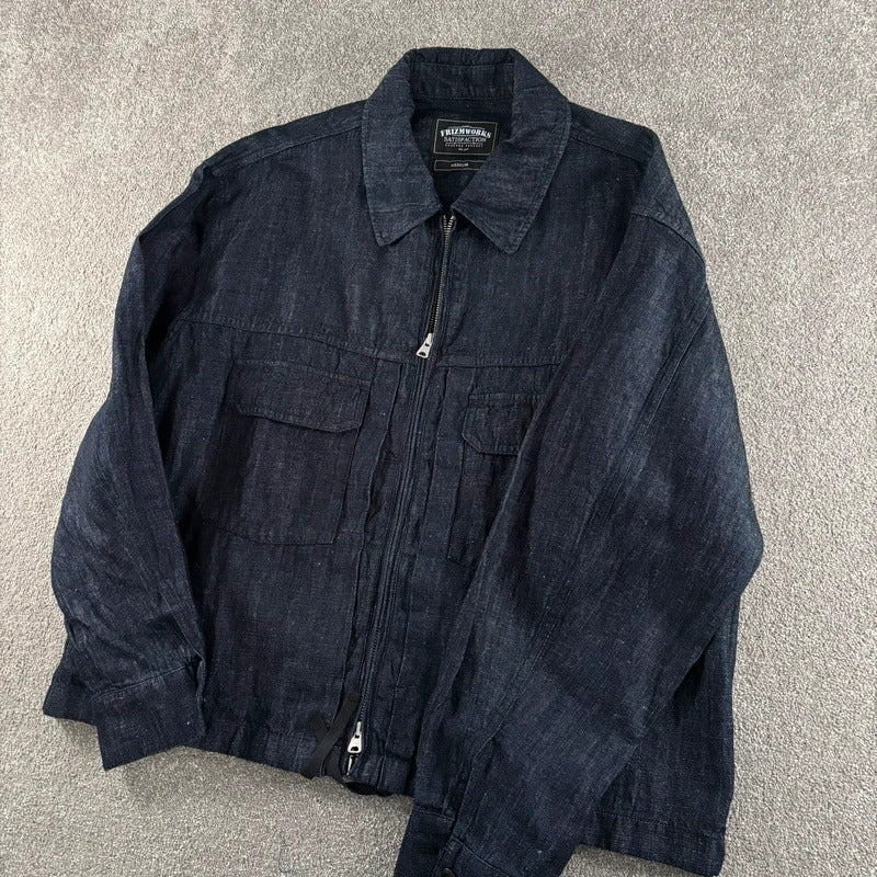 Frizmworks Linen Boxy Overshirt Indigo M