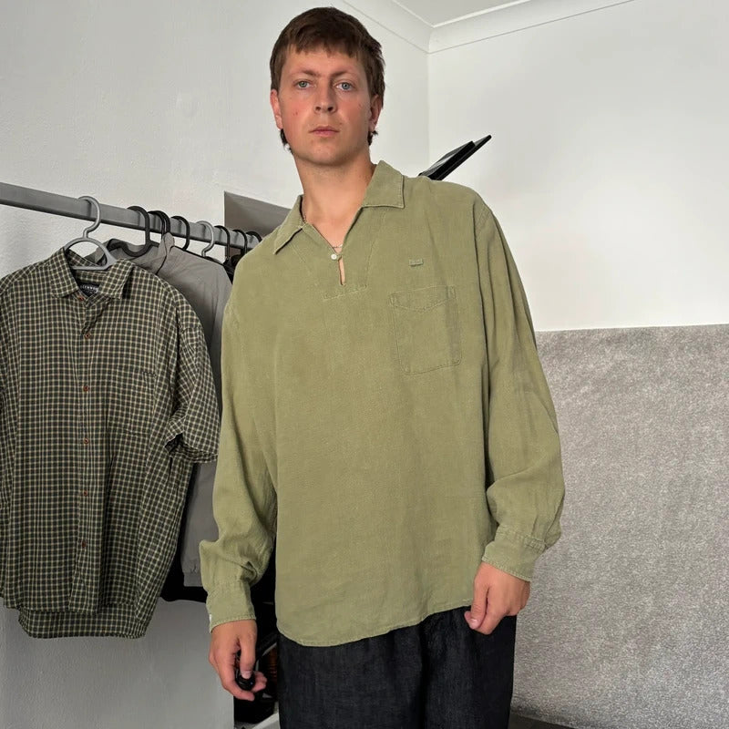 Frizmworks Linen Pullover Shirt Olive XL