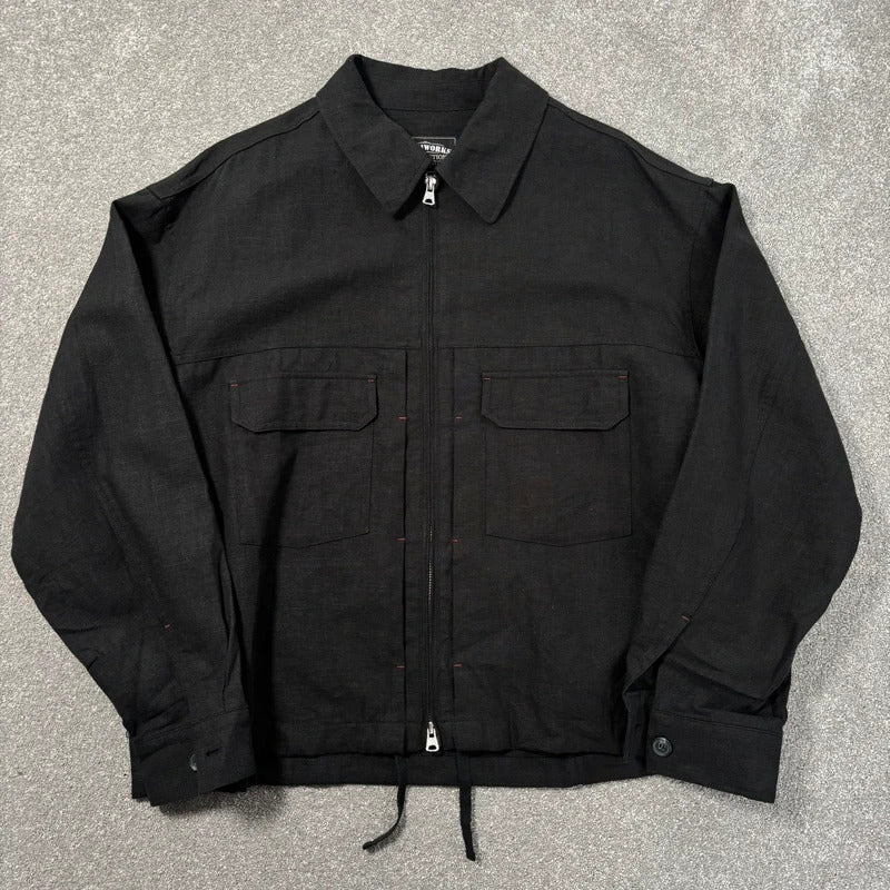 Frizmworks Linen Trucker Jacket Black L
