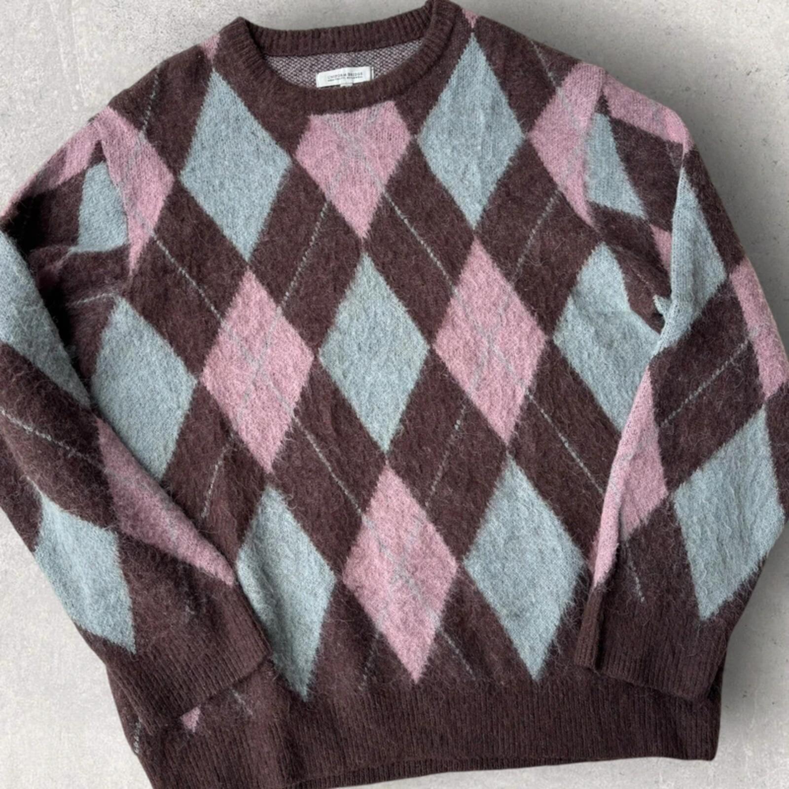 Uniform Bridge Argyle Knit Sweater Brown XL