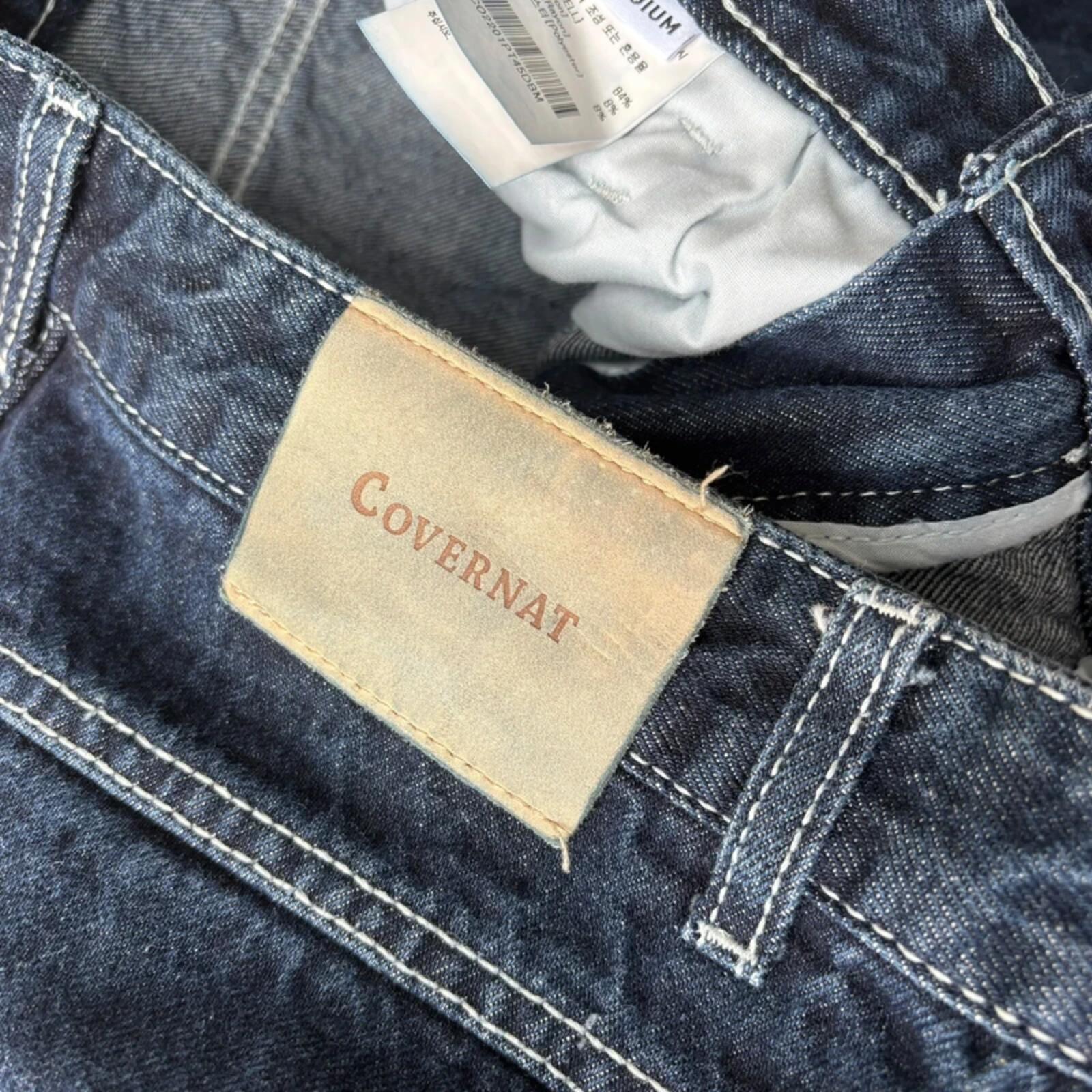 Covernat Double Pleated Korean Wide Denim Jeans Blue M