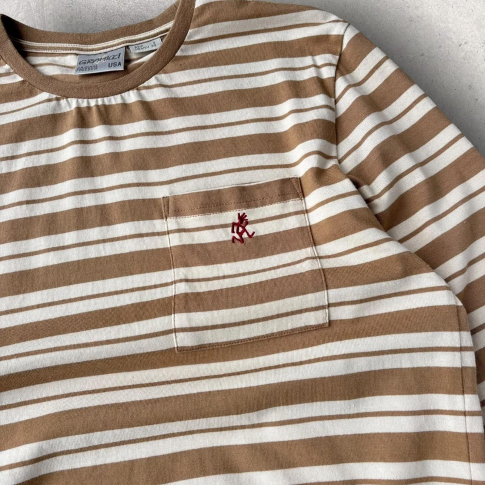 Gramicci Stripe Long Sleeve T Shirt Beige S