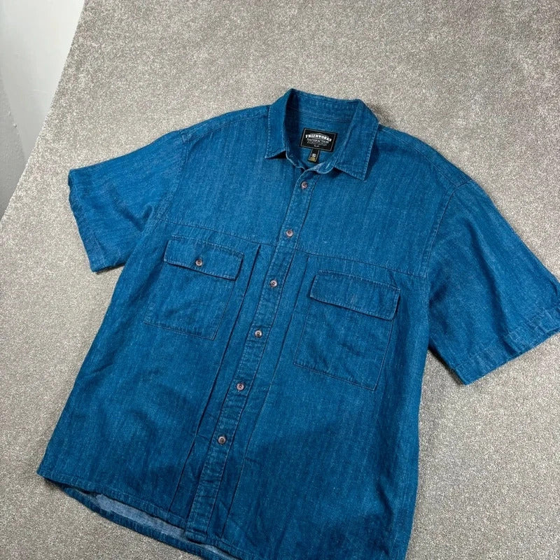 Frizmworks Linen Trucker Half Shirt Blue XL