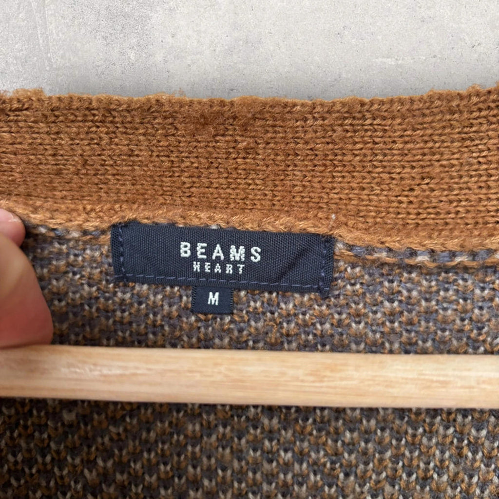 Beams Argyle Diamond Cardigan Brown M Japan Import
