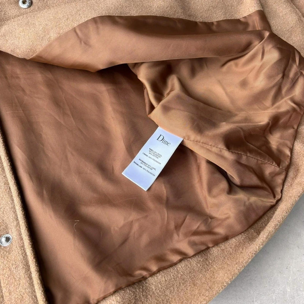 Dime Studded Wool Bomber Jacket Tan L