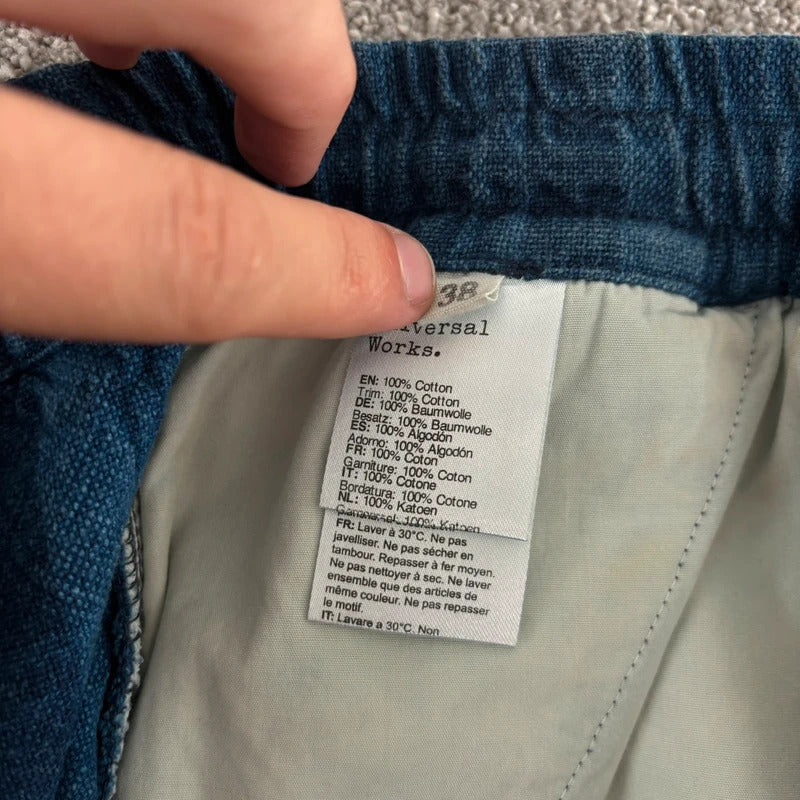 Universal Works Check Baggy Short Navy L