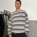 Yardsale Stripe Crewneck Jumper White Black L