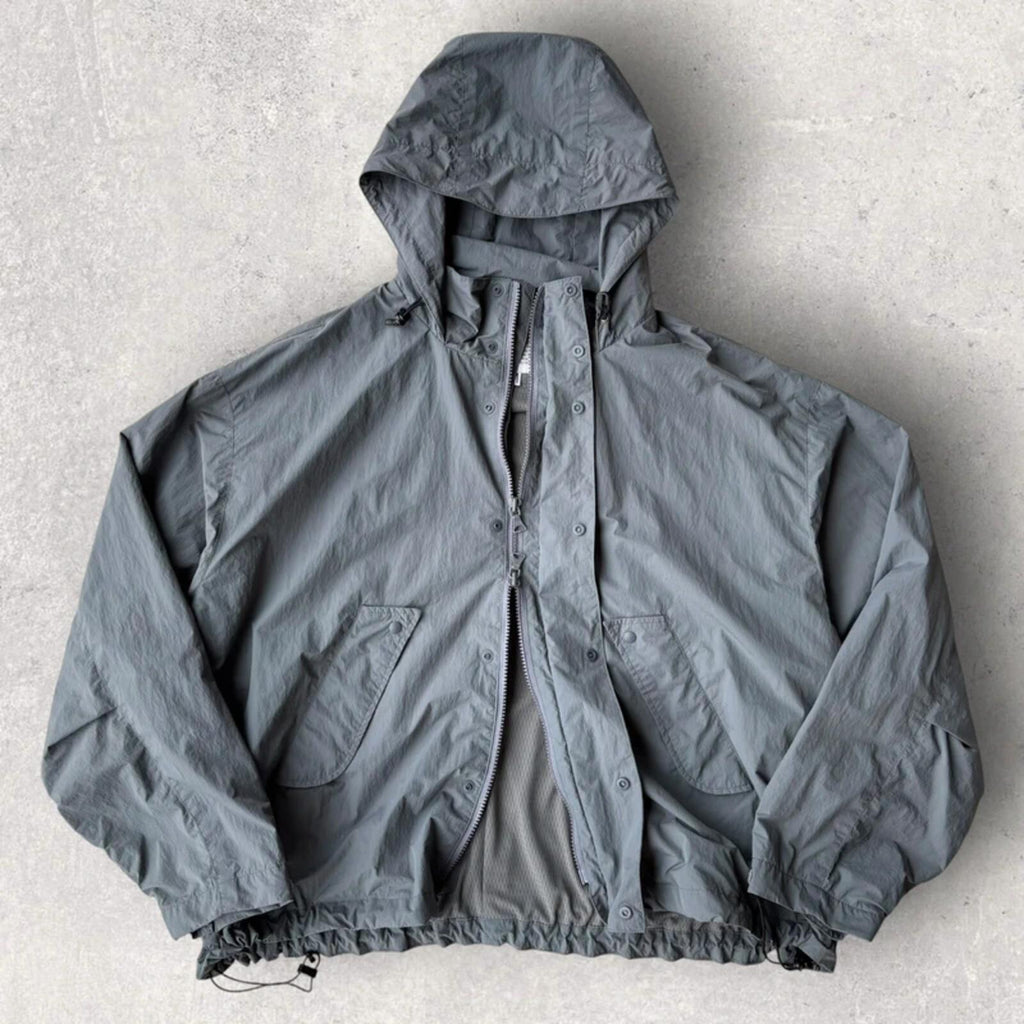 Uniform Bridge Cropped Mesh Windbreaker Blue M