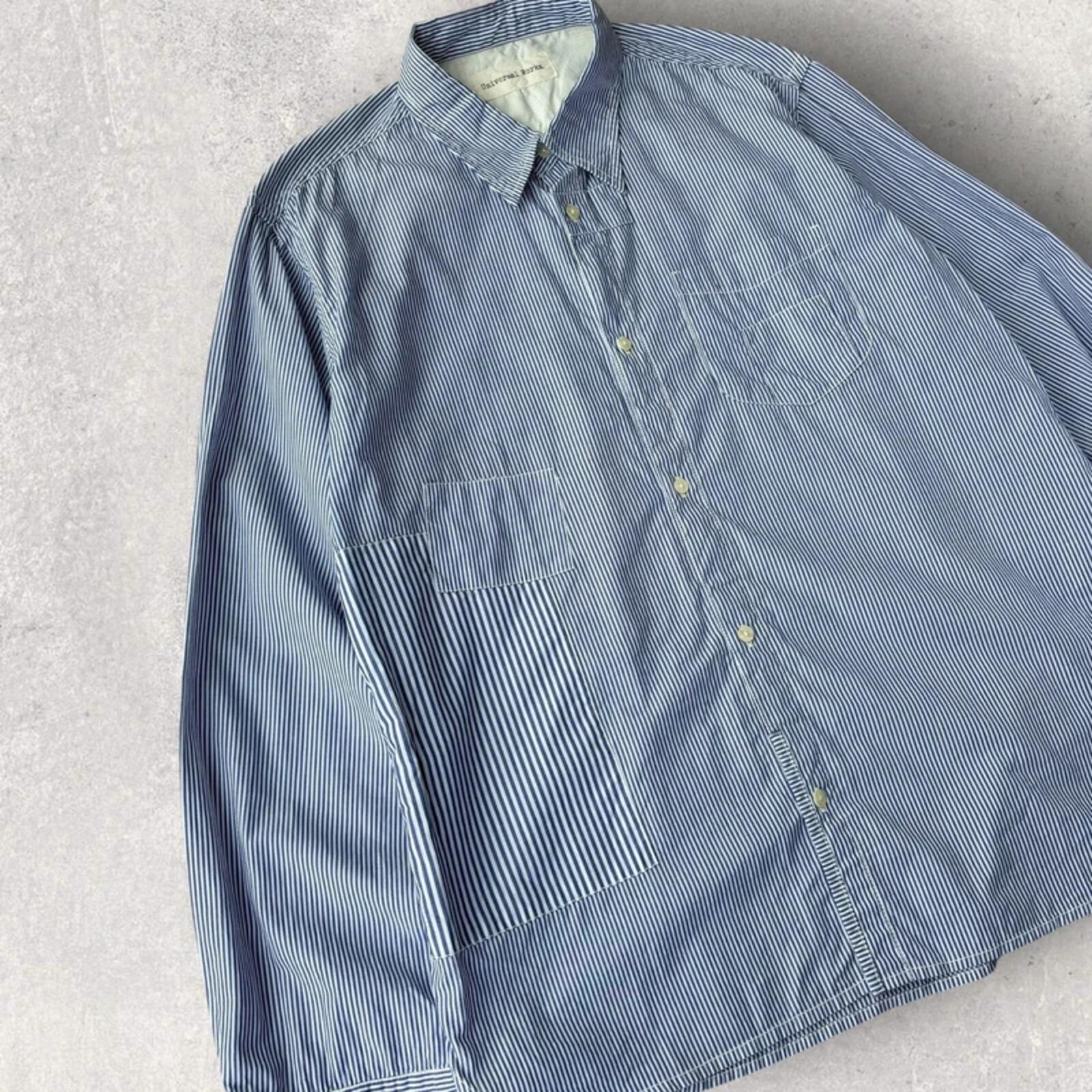 Universal Works Patchwork Stripe Shirt Blue XL