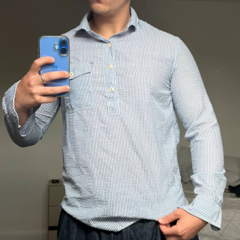 Frizmworks Seersucker Pullover Shirt Blue S