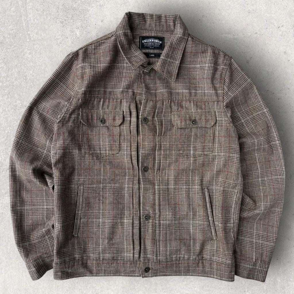 Frizmworks Glen Check Trucker Jacket Brown M