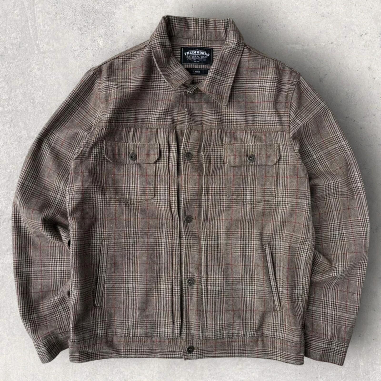 Frizmworks Glen Check Trucker Jacket Brown M
