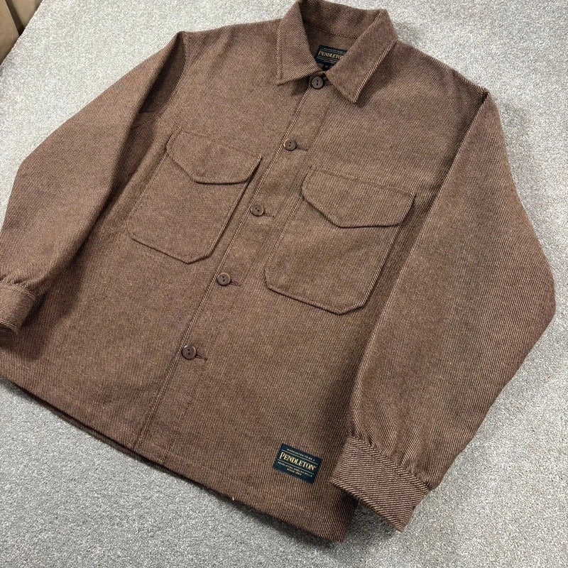 Pendleton Wool Twill Overshirt Brown M