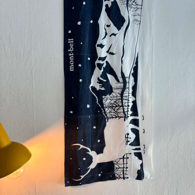 Montbell x Abashiri Prison Japanese  Wall Hanging Tenugui Navy / White