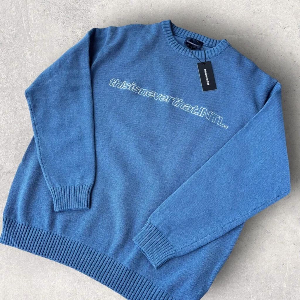 Thisisneverthat Spellout Knit Sweater Blue L