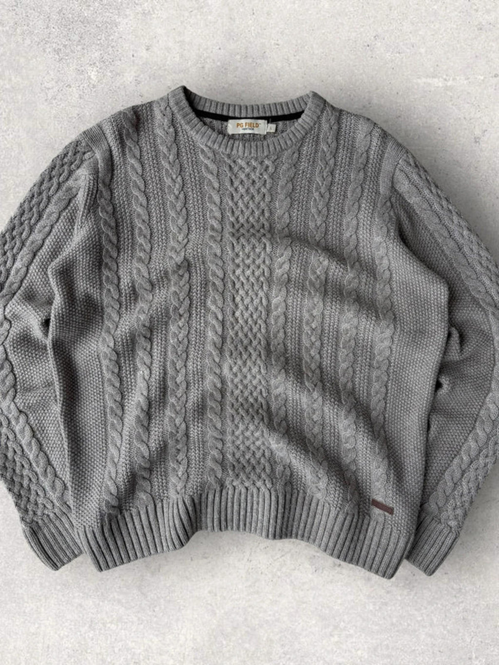Boxy Fisherman Knit Sweater  Grey Size L