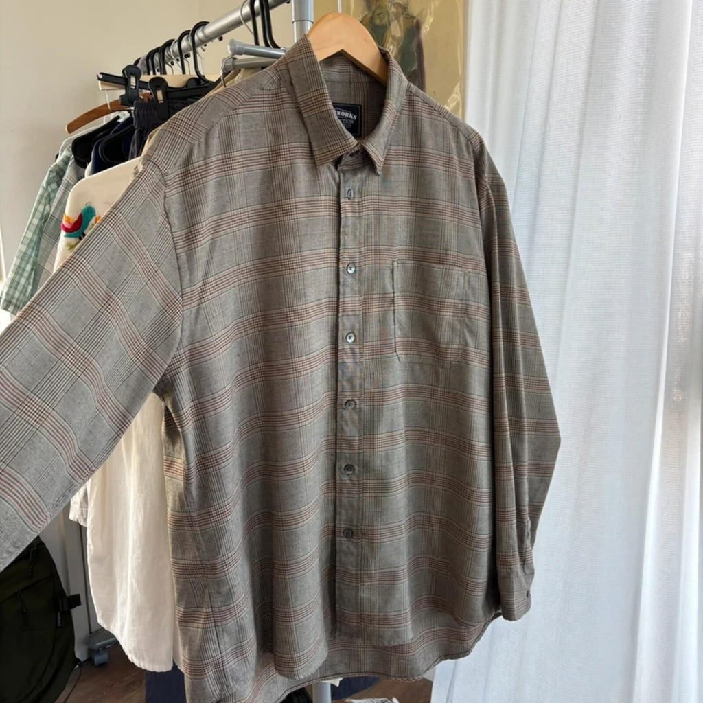 Frizmworks Glen Check Relax Shirt Beige XL