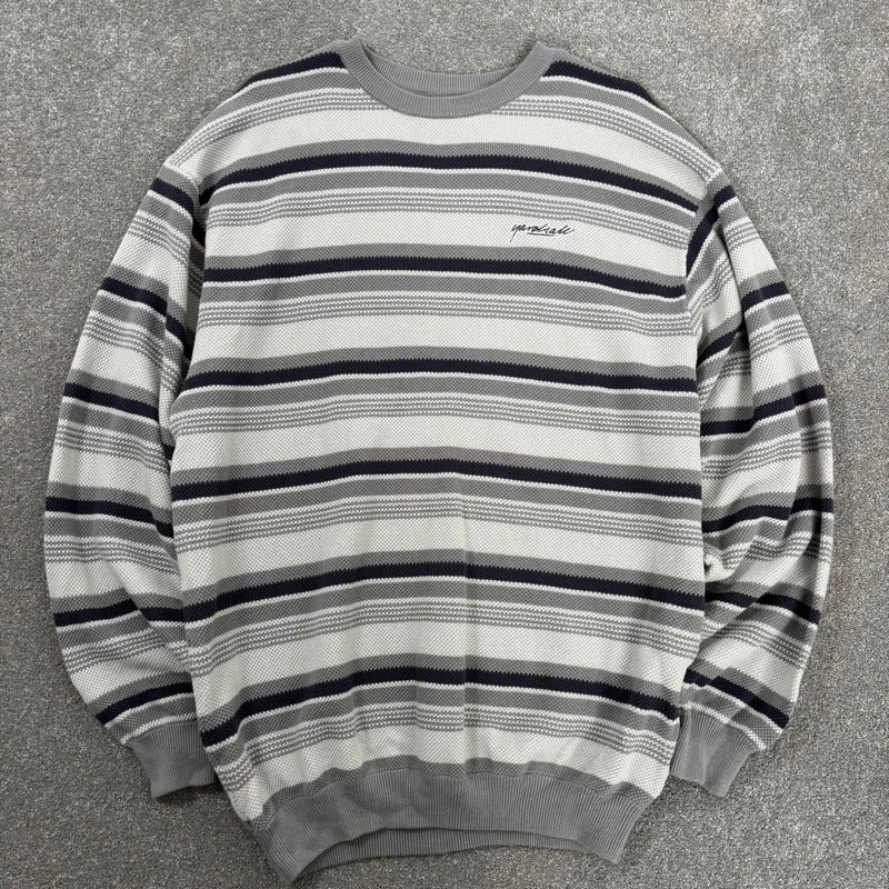 Yardsale Stripe Crewneck Jumper White Black L
