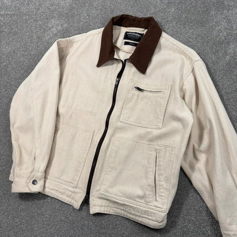 Frizmworks Boxy Zip Work Jacket Natural M