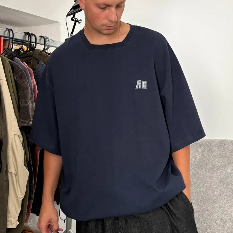Anglan Oversized Cotton T Shirt Navy XL