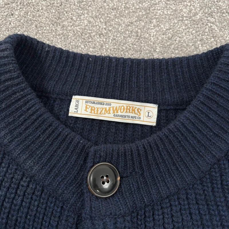 Frizmworks Heavy Wool Cardigan Navy L