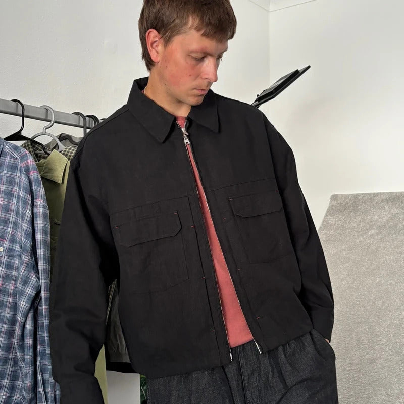 Frizmworks Linen Trucker Jacket Black L