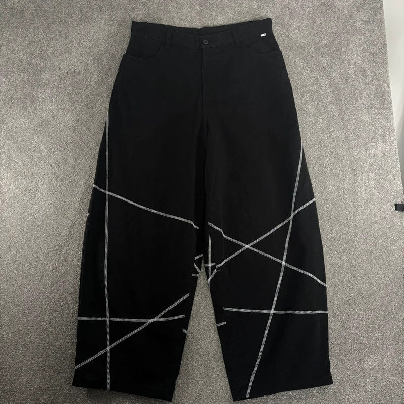 NoManual Baggy Contrast Trouser Black W32