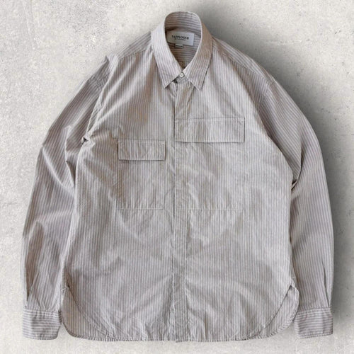 Eastlogue Asymmetric Utility Stripe Shirt Beige M