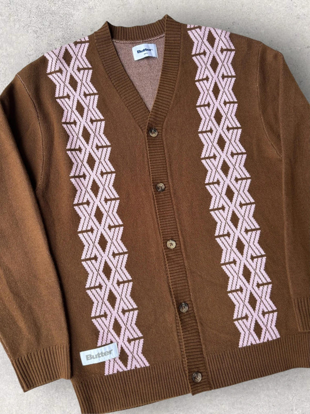 Butter Goods Club Knit Cardigan Brown Size S