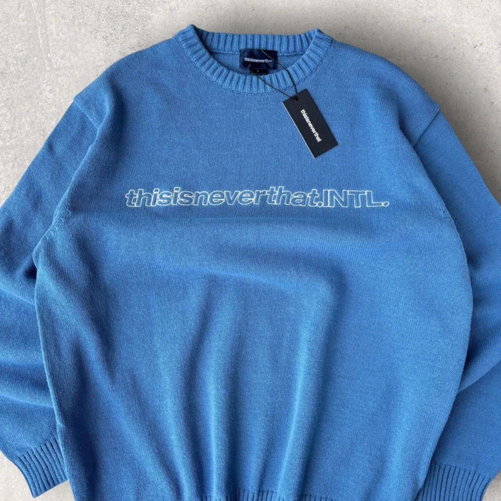 Thisisneverthat Spellout Knit Sweater Blue L