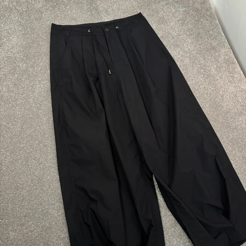 Uniform Bridge Nylon Pleated Wide Pant Black W29
