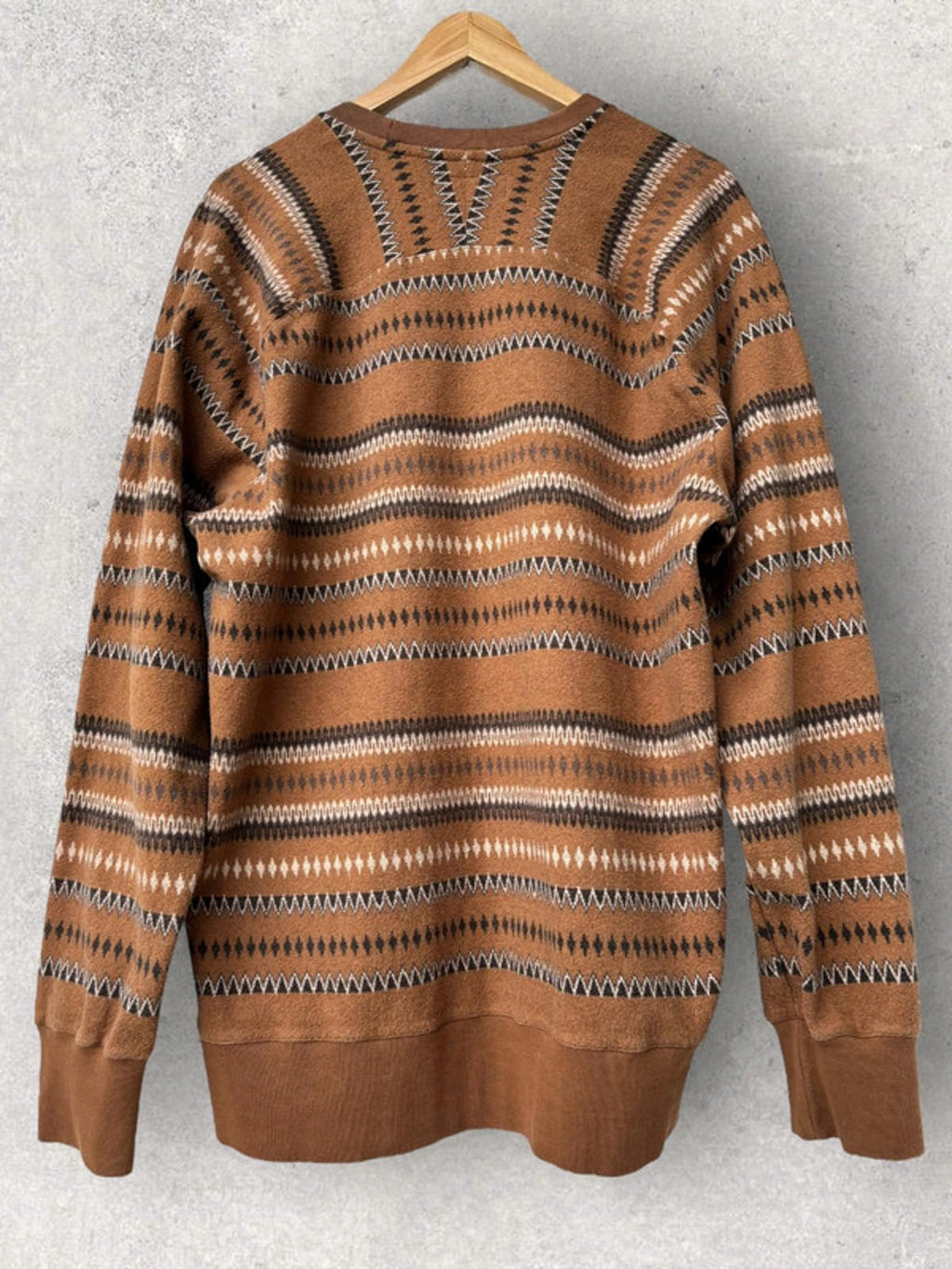 Universal Works Classic Hiker Jacquard Sweatshirt Brown Size L