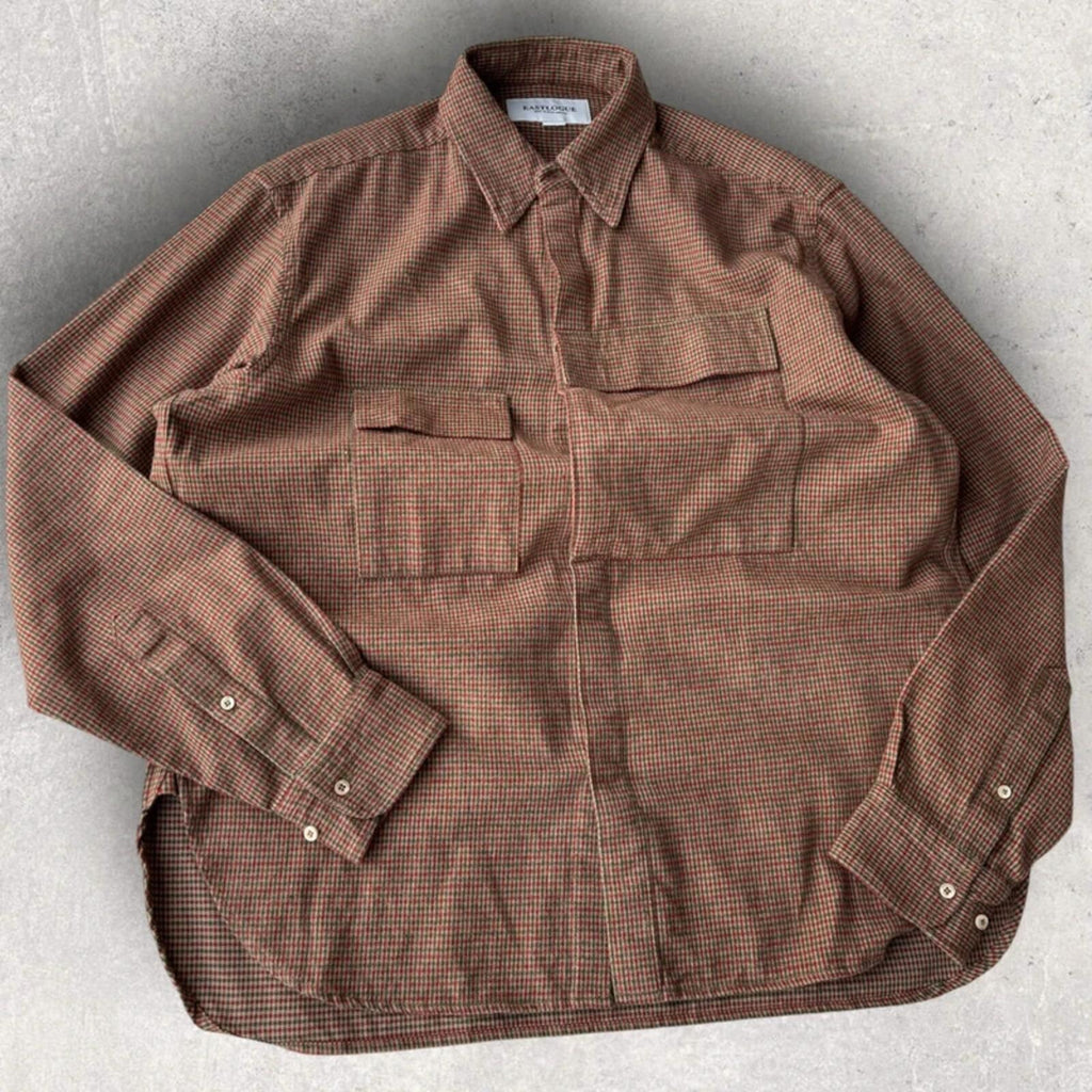 Eastlogue Asymmetric Check Utility Shirt Brown L