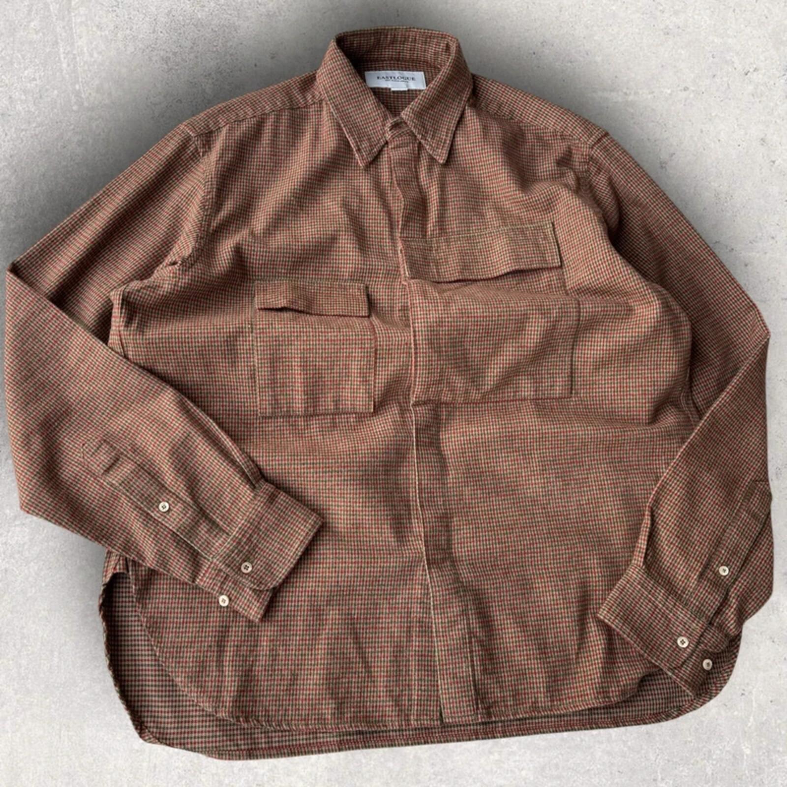 Eastlogue Asymmetric Check Utility Shirt Brown L